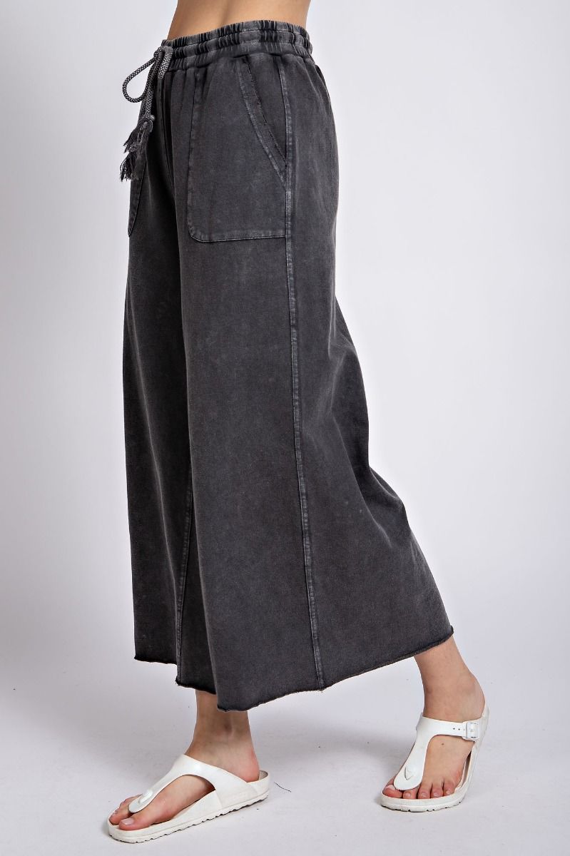 The Winnie Mineral Washed Terry Knit Wide Sweatpants - Plus Size