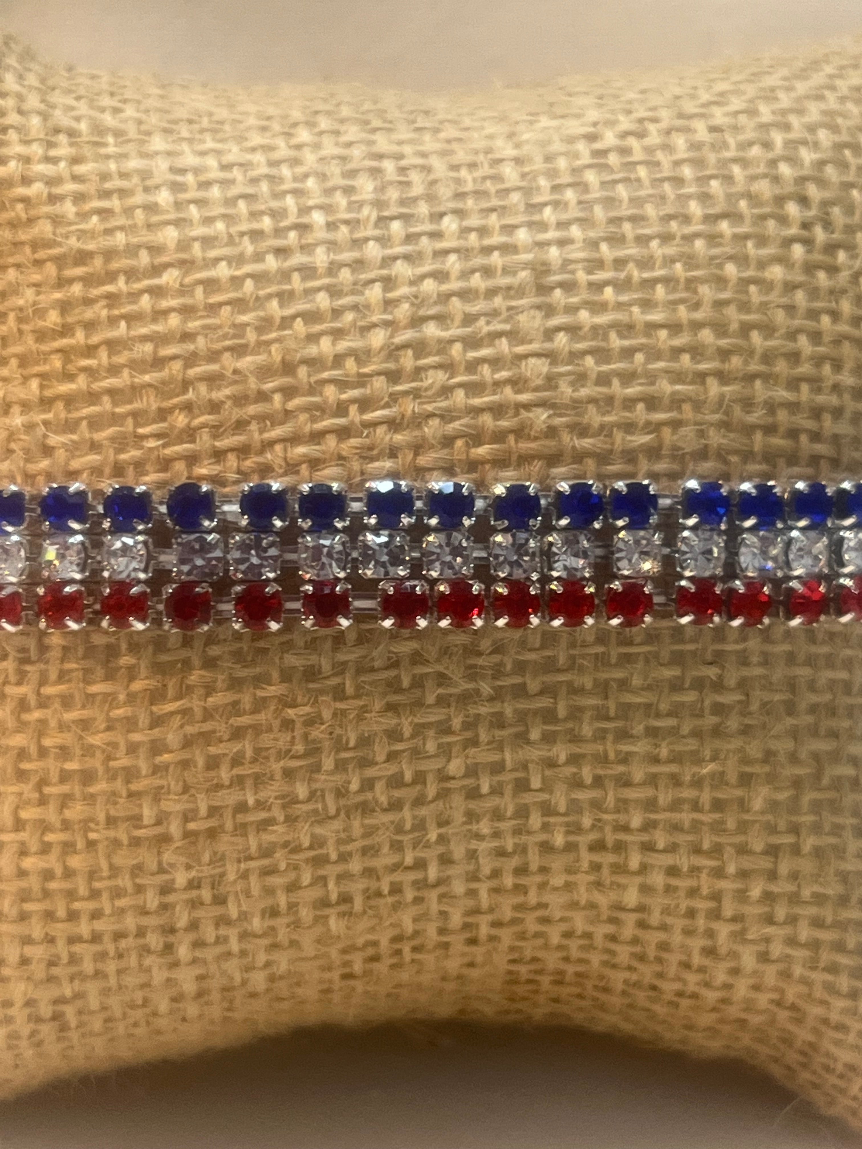 Patriotic Rhinestone Stretch Bracelet