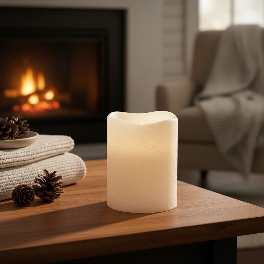 White Frosty Flameless Candle