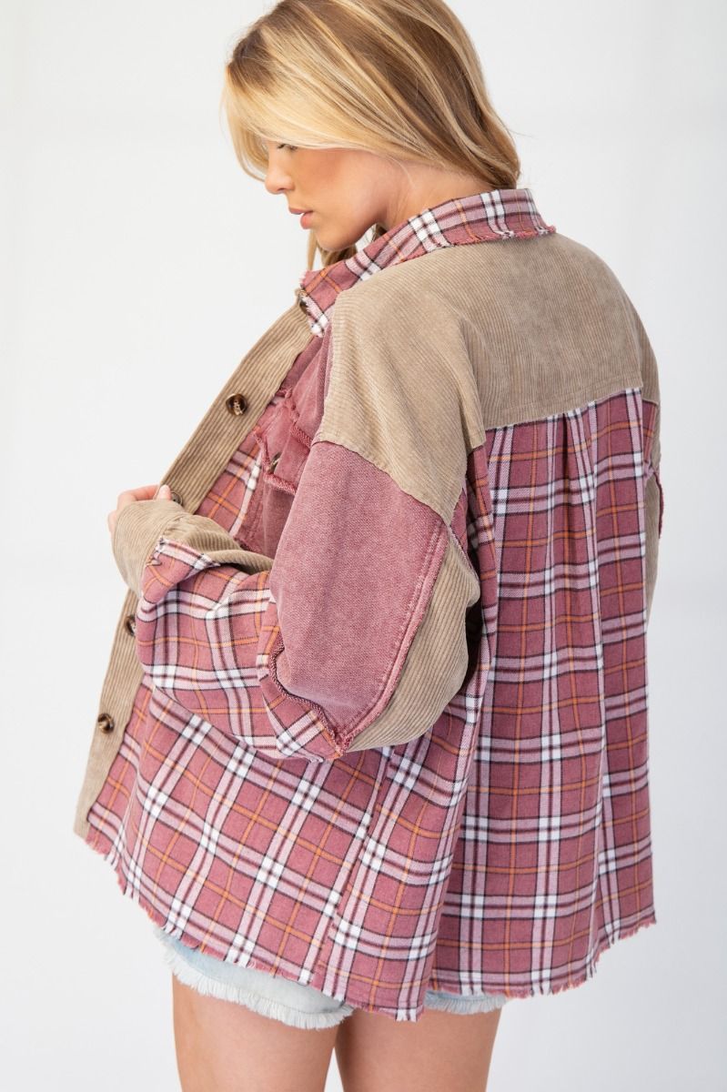 The Molly Plaid & Corduroy Shacket