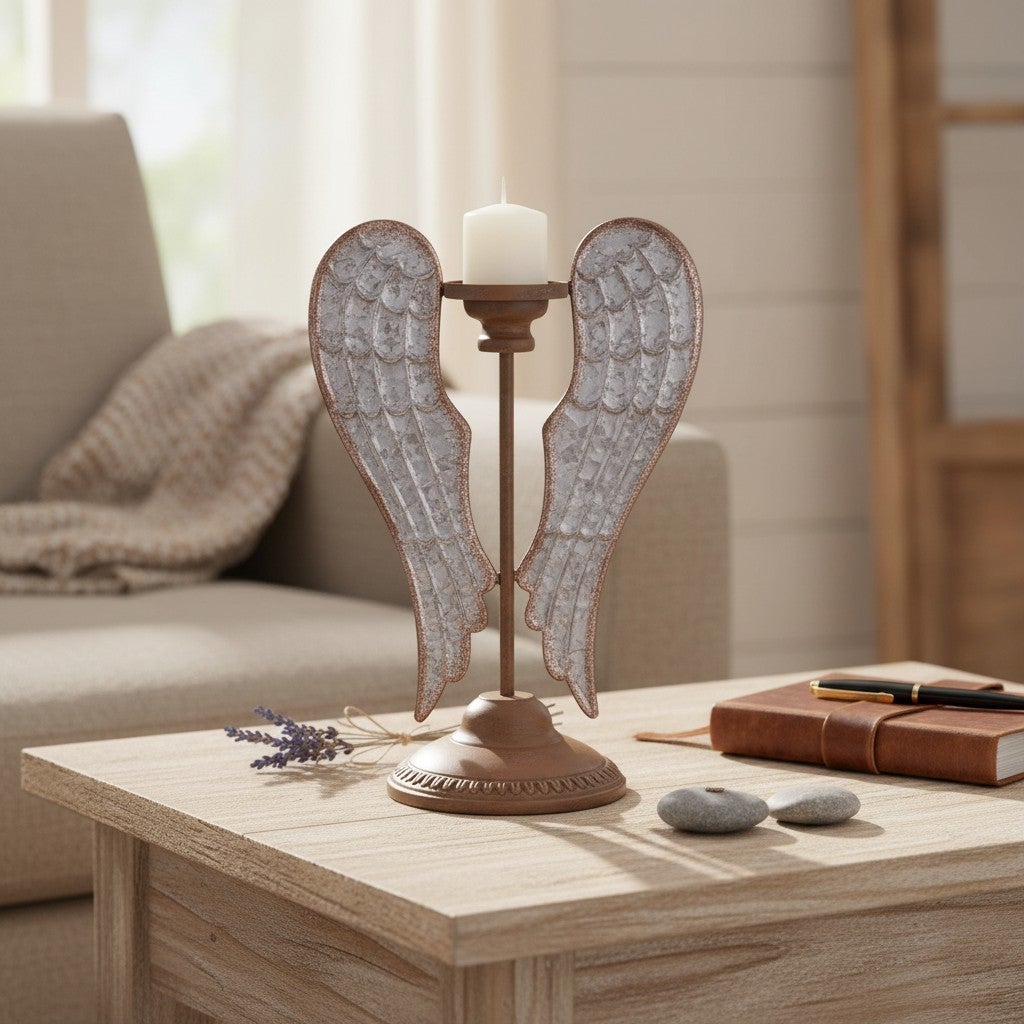 Metal Angel Wing Candle Holder