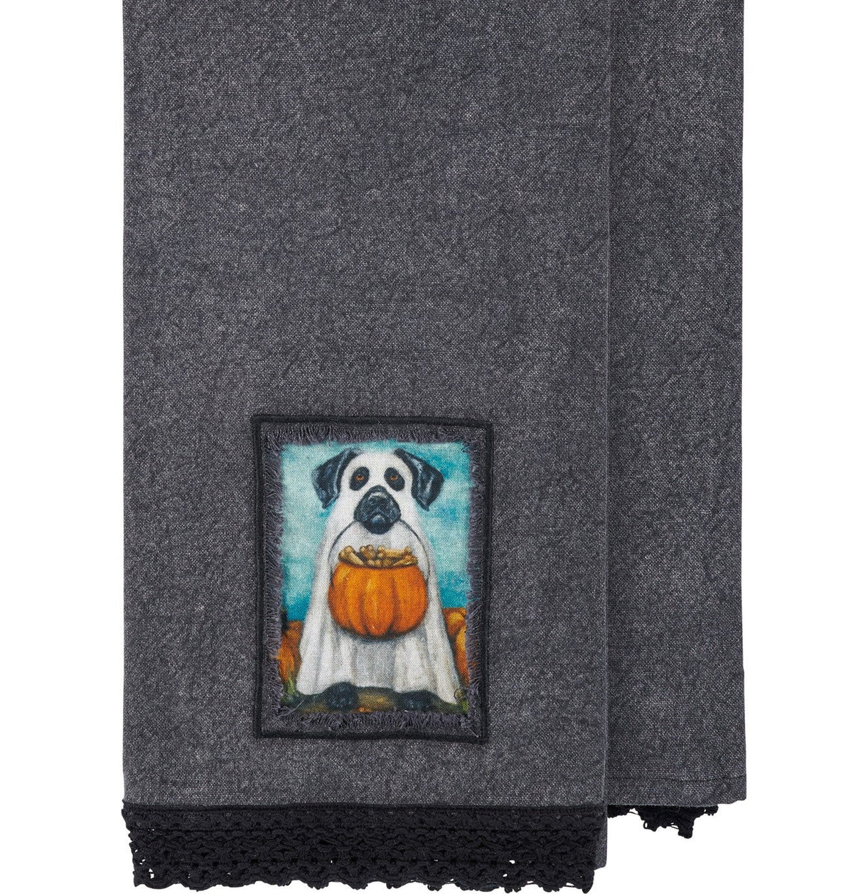 Ghost Dog Trick or Treat Kitchen Towel