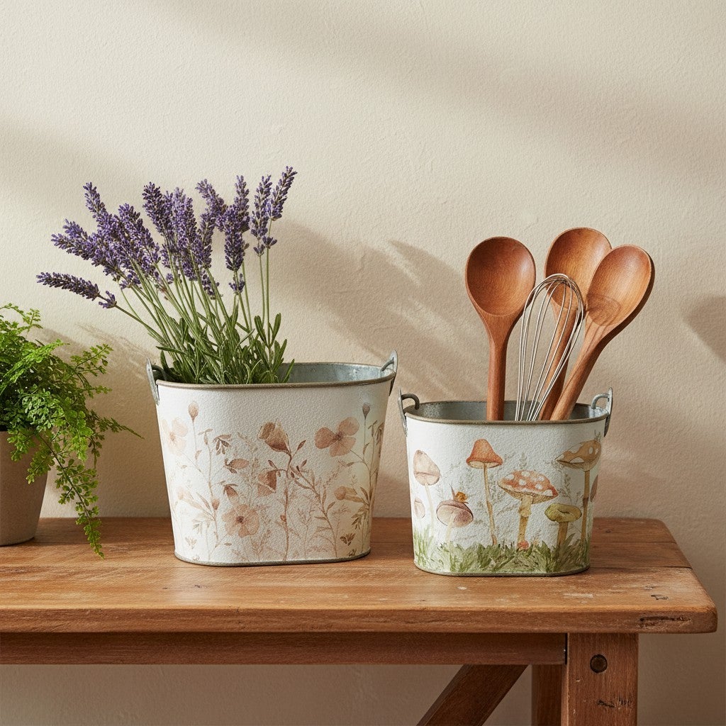 Mushroom Garden Bucket Set of 2