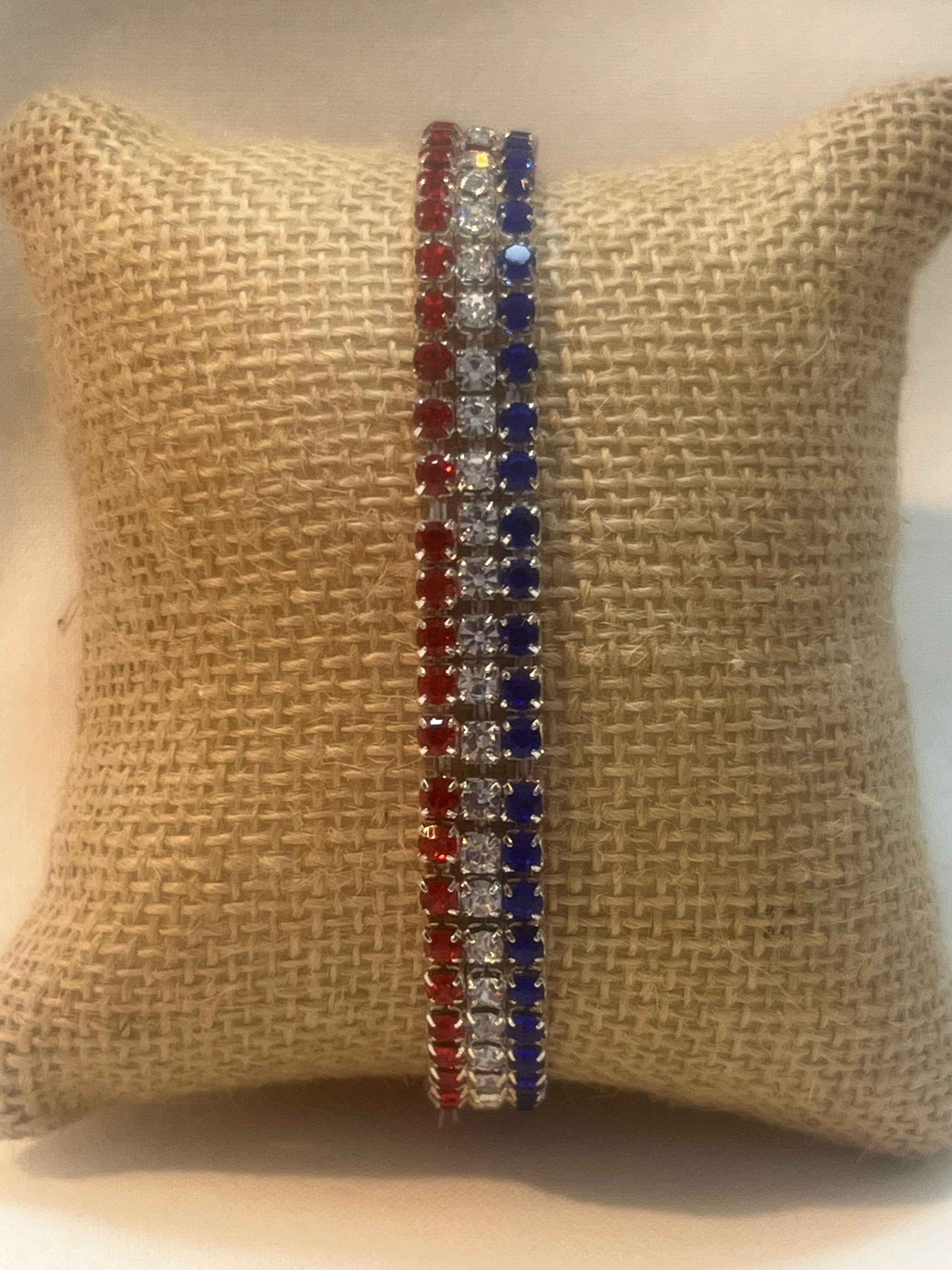 Patriotic Rhinestone Stretch Bracelet