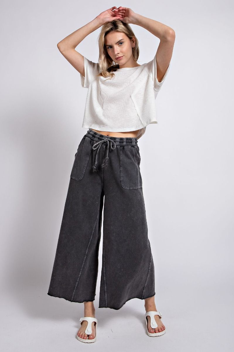 The Winnie Mineral Washed Terry Knit Wide Sweatpants - Plus Size