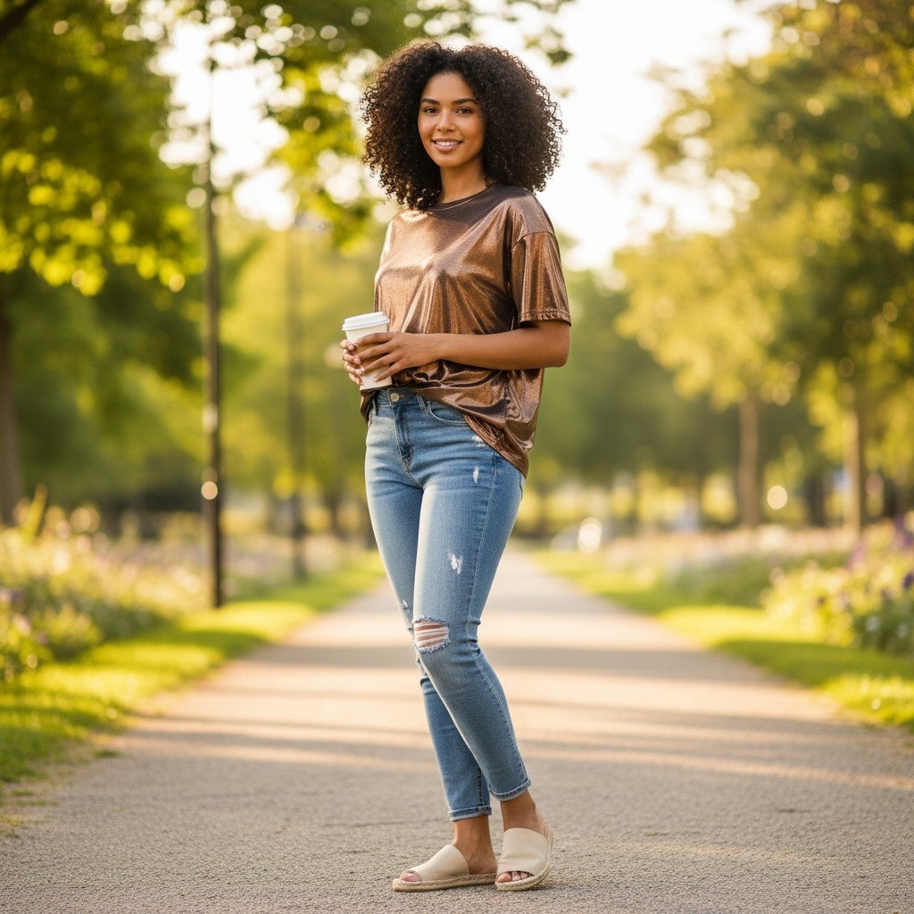 Metallic Tee Shirt - Assorted Colors