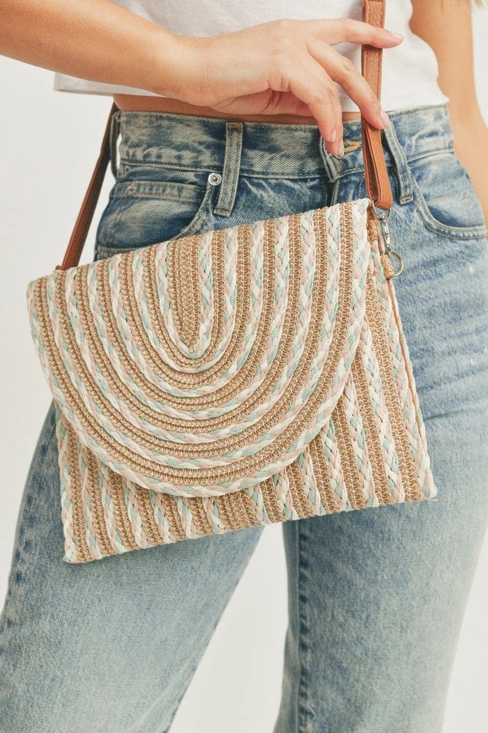 The Rhianna Mixed Color Straw Crossbody/Clutch